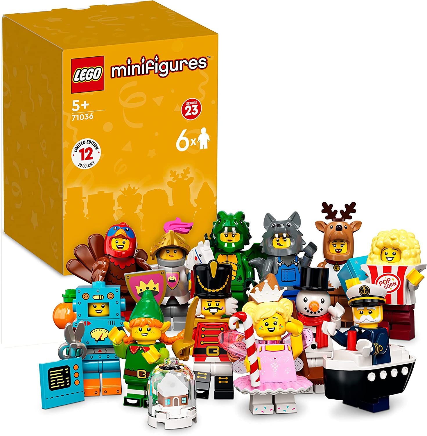 LEGO 71036 Minifigures Series 23 - Pack of 6, Limited Edition 2022, Surprise Bag with 6 Random Minifigures of 12