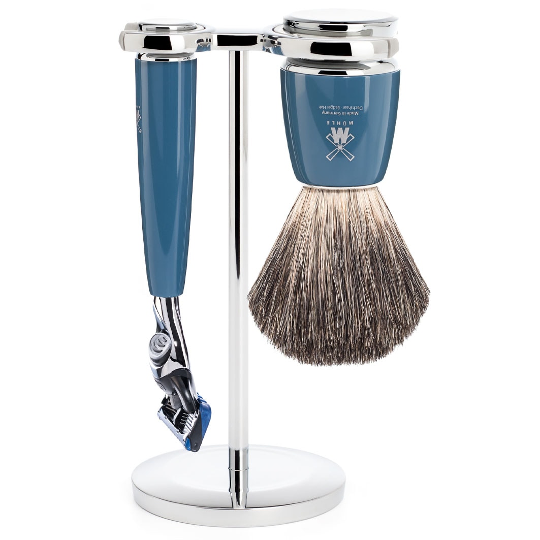 Muhle RYTMO 3-piece Shaving Set, Pure Badger Hair, with Gillette® Fusion™