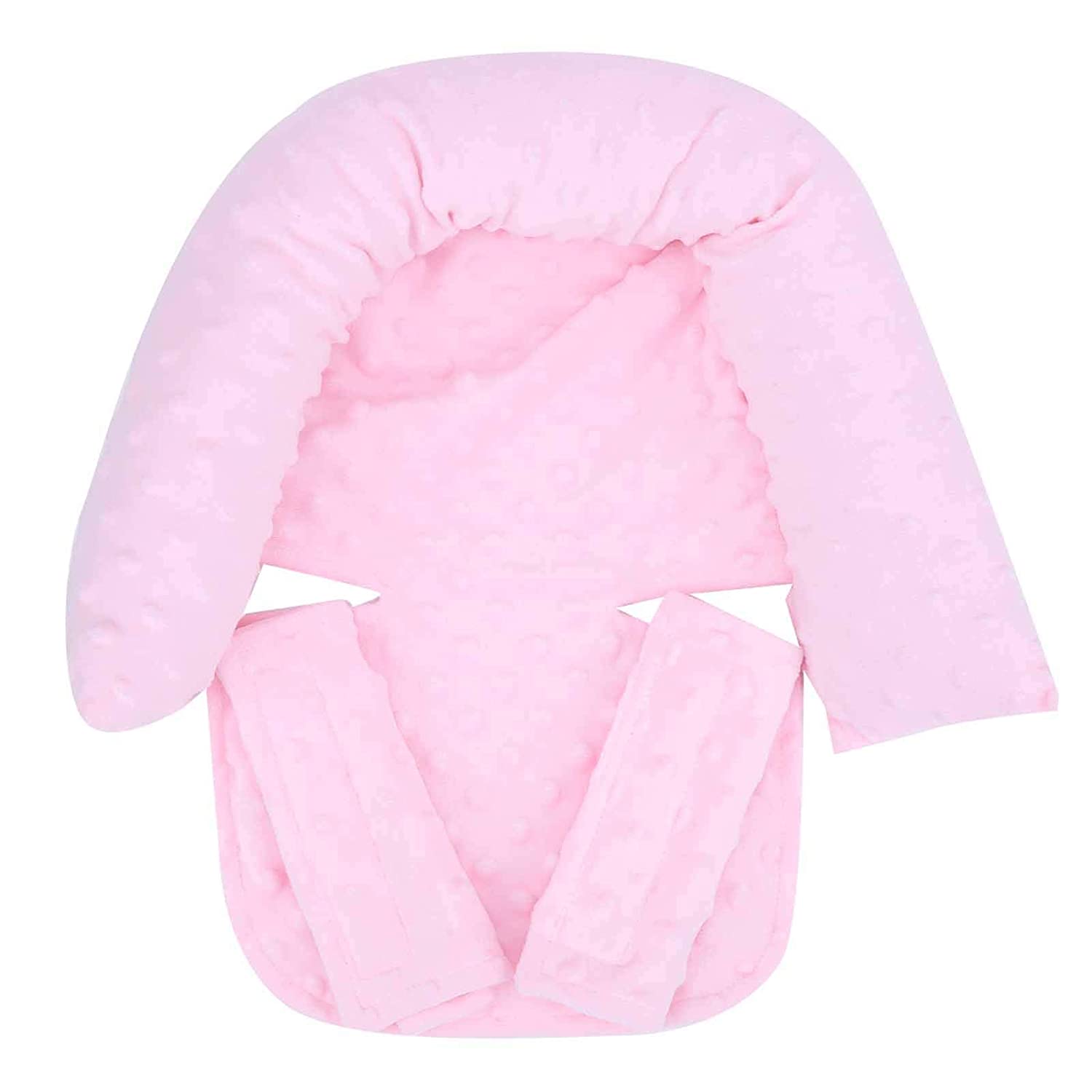 SALUTUYA Baby Head Neck Body Support Pillow Comfortable Thickened Baby Stroller Cushion Newborn Extra Soft Car Insert Pillow Perfect for (Light Pink, Baby Headrest)