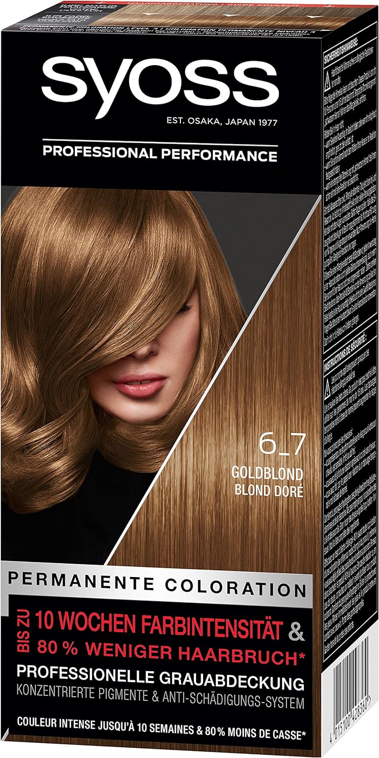 SYOSS Coloring Hair Dye, 6_7 Golden Blonde Level 3, Pack of 3 (3x 115 ml)