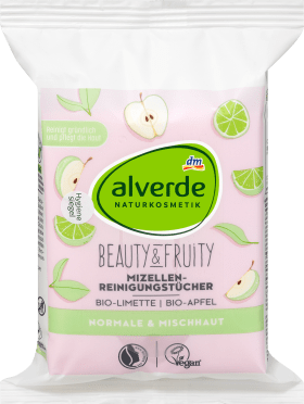 alverde NATURKOSMETIK Beauty & Fruity Cleansing Wipes, 25 pcs