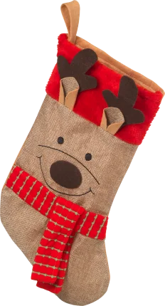 Decorate & set up Santa stocking with reindeer, jute, 1 pc