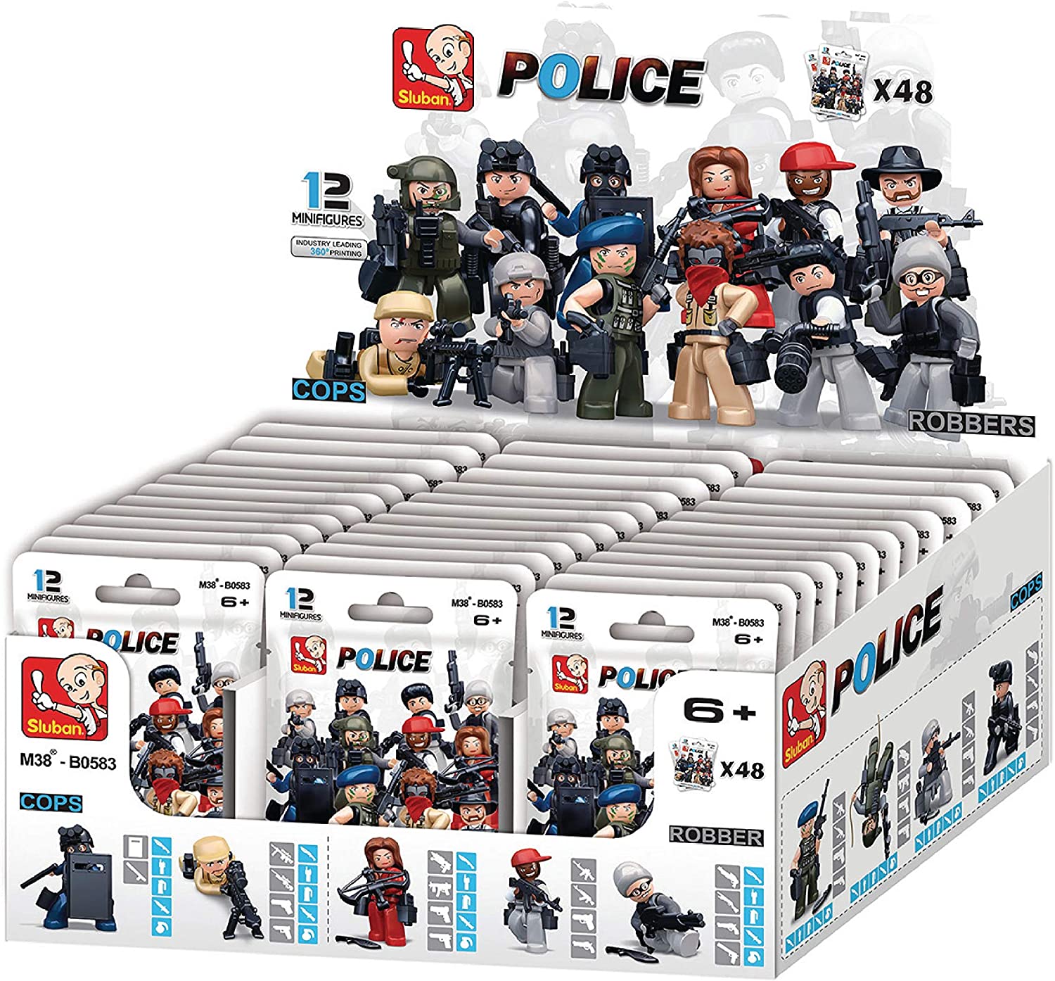 Sluban M38/cops and robbers B0583 Poly Bags in Full Display (48 Pieces)