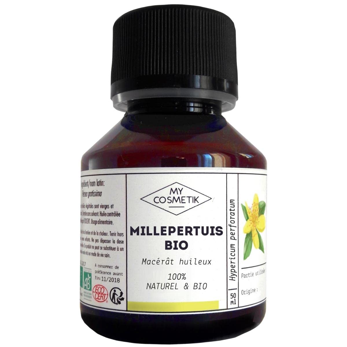 MY COSMETIK - St. John\'s Wort Oil Macerate - Organic - 100% Pure and Natural - Soothing and Anti-Inflammatory - 100 ml