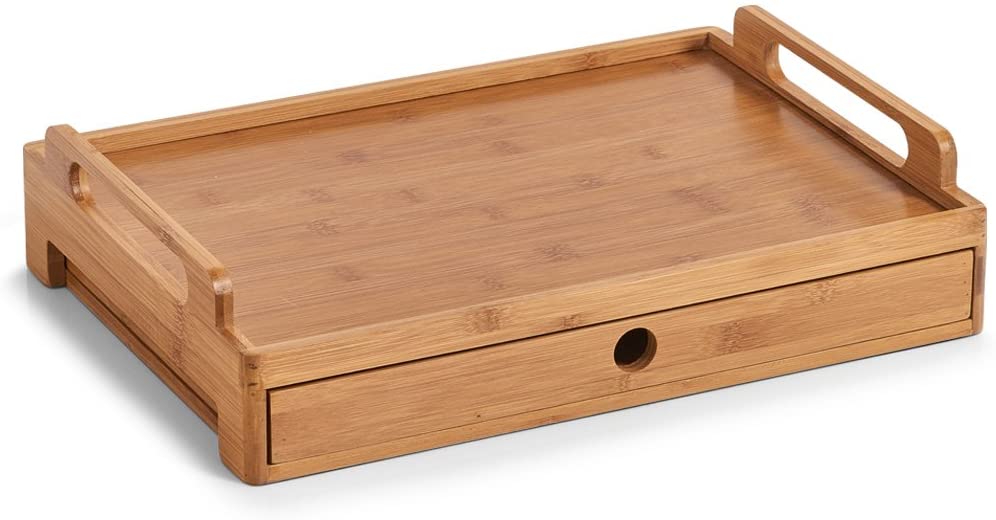 Zeller 25379 Tray with Drawer, Wood, natural, 43 x 31 x 10 cm