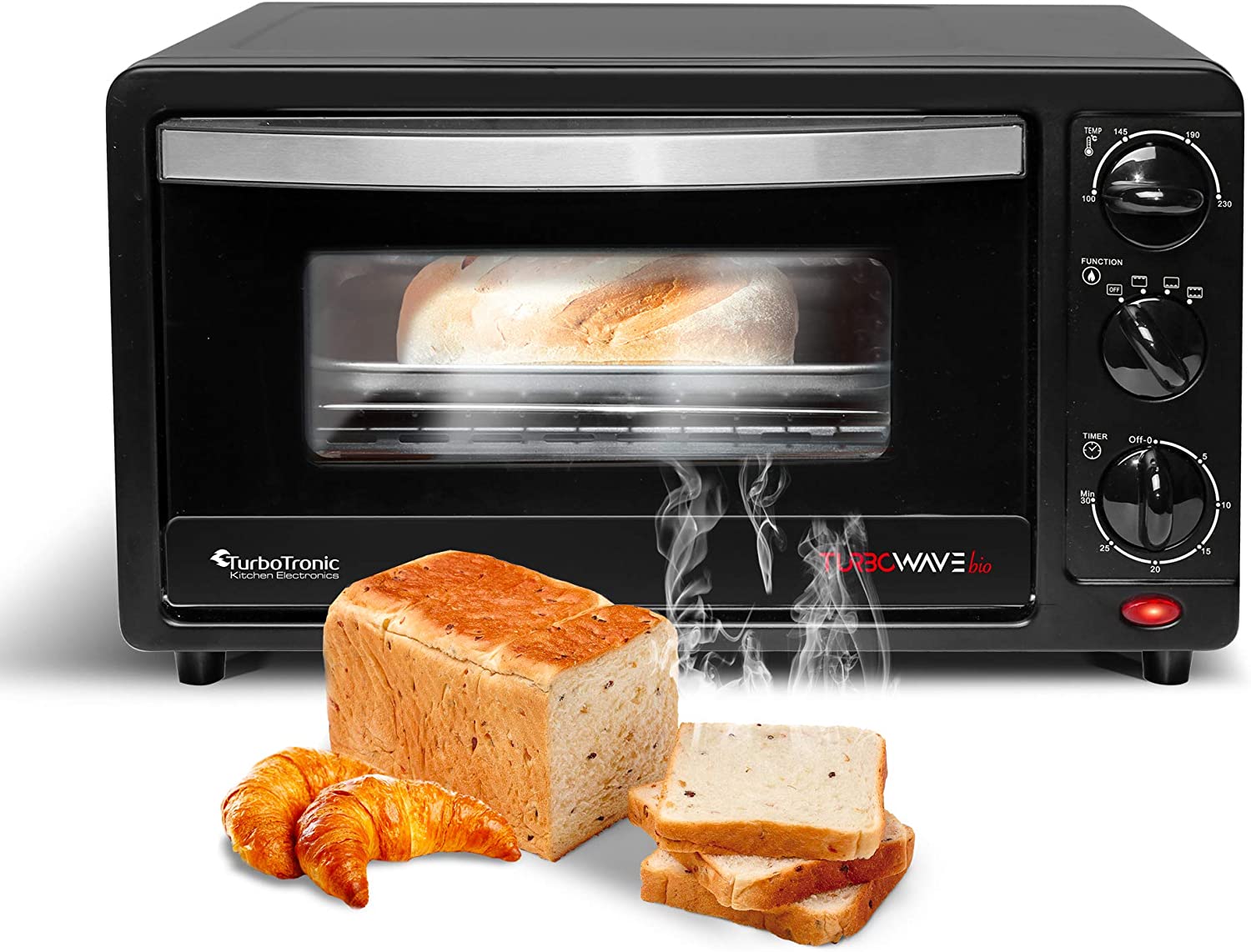 TurboTronic By Z-LINE TurboTronic Mini Oven with Double Glazed Electric Grill Pizza Oven with Timer Function