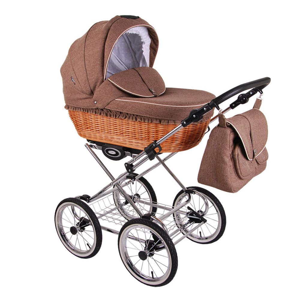 SaintBaby Chocolate Kiss RL30 Sustainable Retro Wicker Basket Linen 2-in-1 without Baby Car Seat