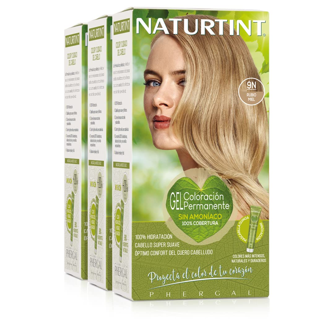 naturtint Natureinth Hair Color Without Ammonia, with a High Percentage of Natural Ingredients, 170 ml (X3), ‎9n honey blonde.