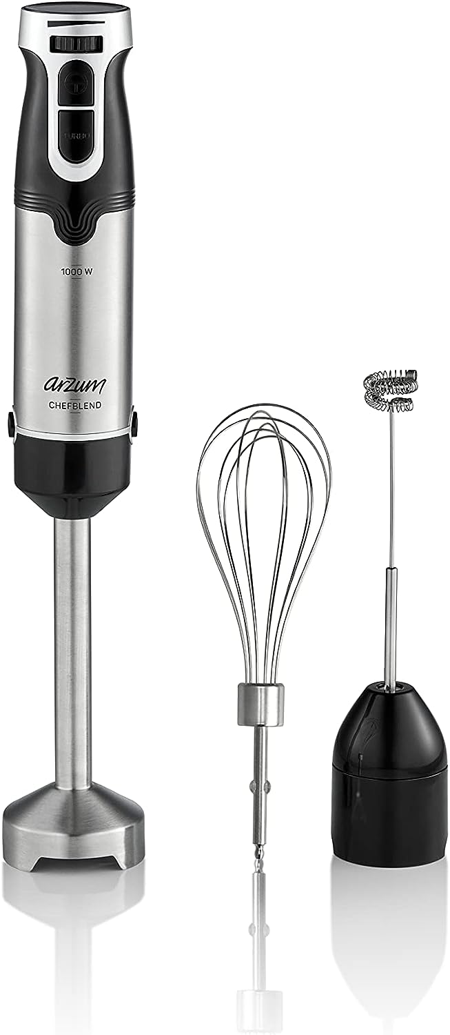 AR1160 Arzum CHEFBLEND HAND BLENDER SET, variable speed, mixer and milk frother, easy to clean, 1000 W motor power