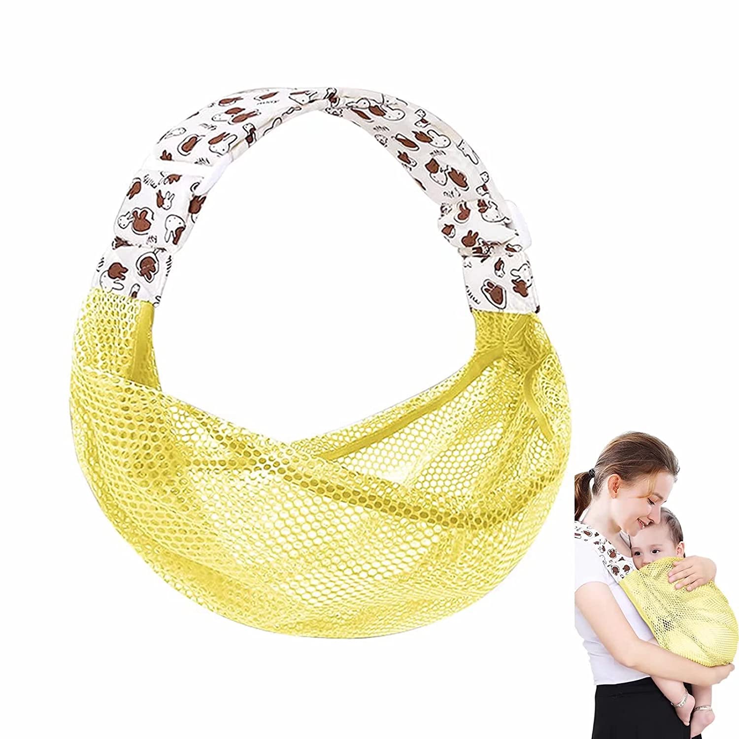Didan Breathable Baby Sling Summer One Shoulder Adjustable Soft Mesh Front Cross Hug Baby Carrier Wrap with Thick Shoulder Straps for Newborns
