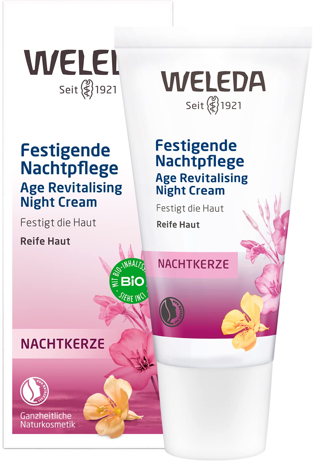 WELEDA Organic Evening Primrose Firming Night Care Vitamin Rich Care Cream for Mature Skin on the Face, Face Cream Smooths, Revitalises and Gives Elasticity (1 x 30 ml)