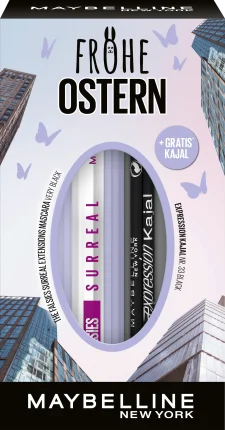 Maybelline New York Eye Makeup Set Mascara Falsies Surreal Black + free Expression Kajal 33 Black, 1 pc