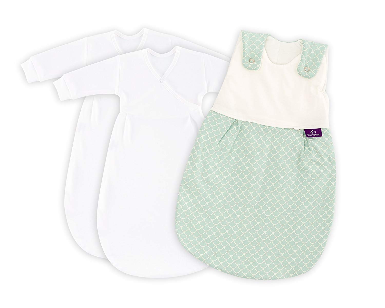 Träumeland S0100855 Baby Sleeping Bag Liebmich 3 Set Dandruff Mint, Size 6 to 9 Months (Multi-Coloured)