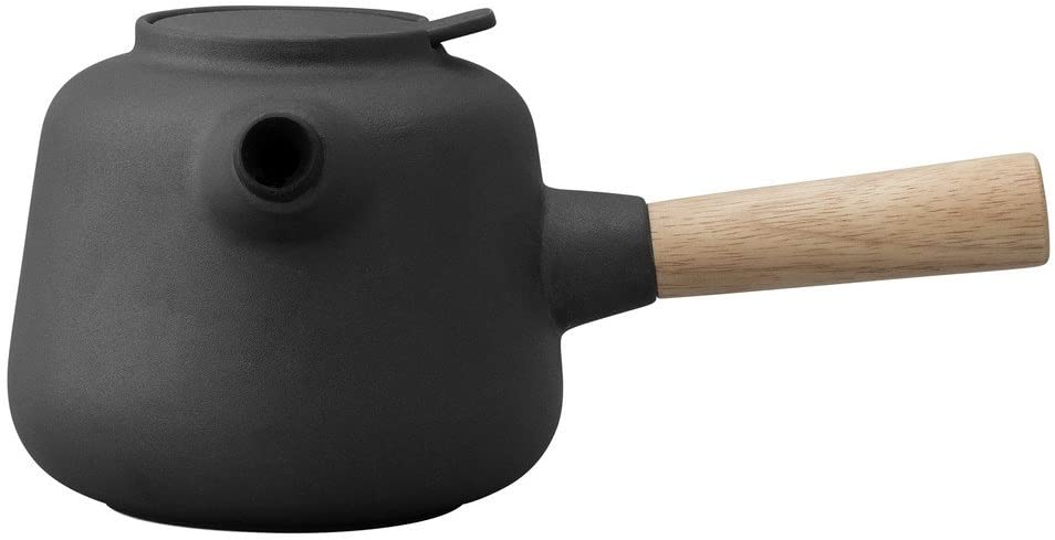 Stelton Earthenware Rubberwood Teapot, Black, 25 x 16 x 14 cm