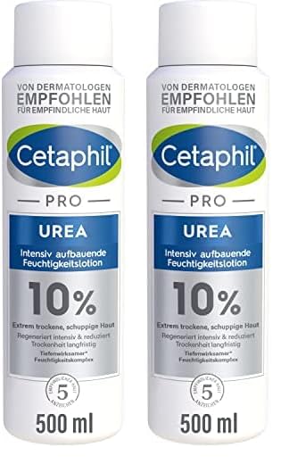 CETAPHIL PRO Urea 10 percent intensively building moisturizing lotion, 500ml, for extremely dry, flaky skin on the body, intensively regenerates and reduces dryness in the long term (pack of 2)