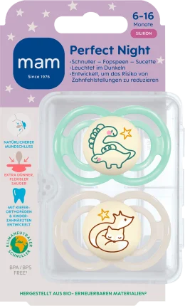 Schnuller Perfect Night Silicone, Mint/Creme, 6-16 months, 2 hours