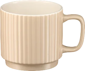 Coffee mug, ribbed, beige, 1 pc