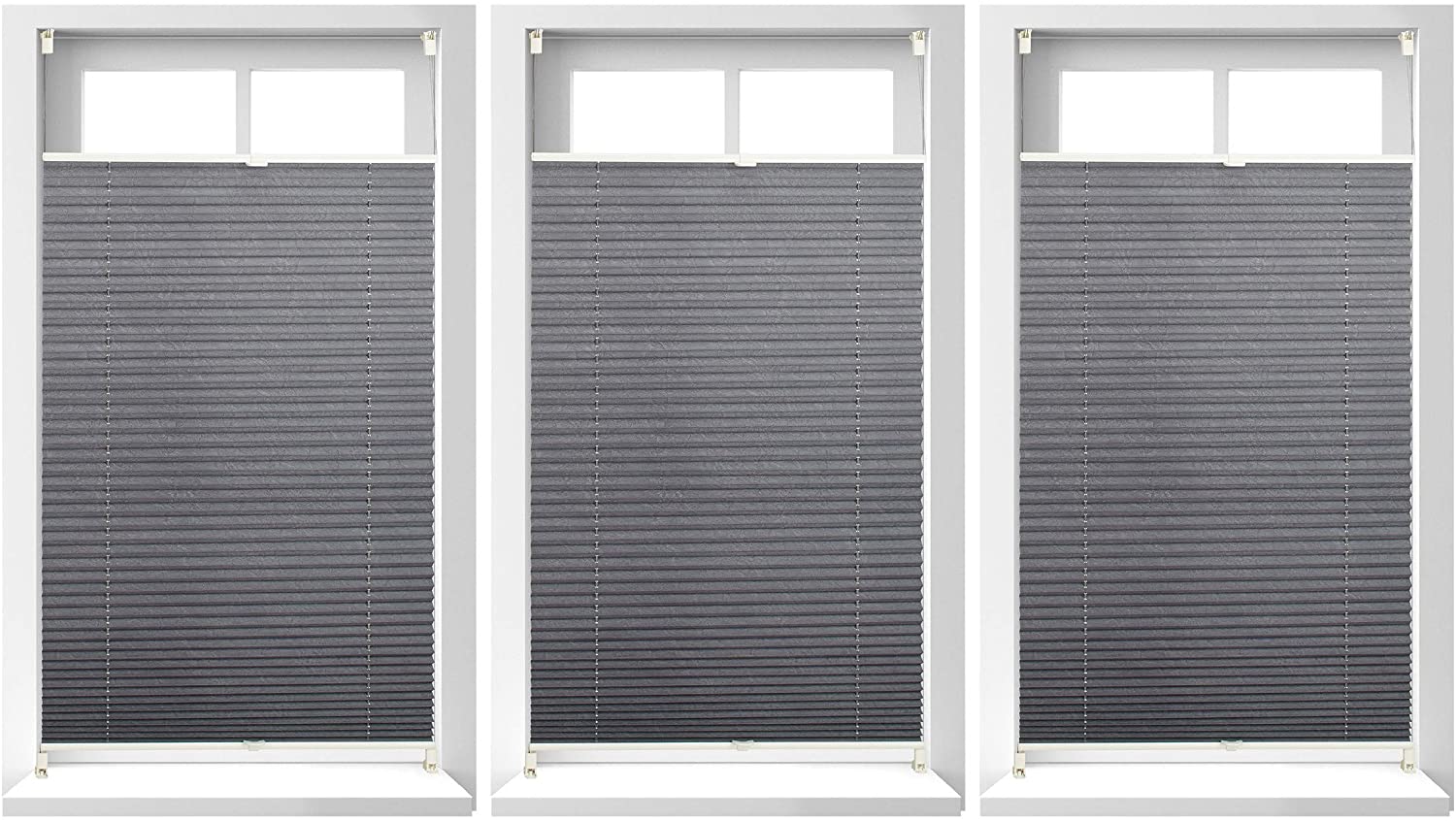 3X Pleated Blind Klemmfix Without Drilling, Stick-On, Folding Blind Blind G