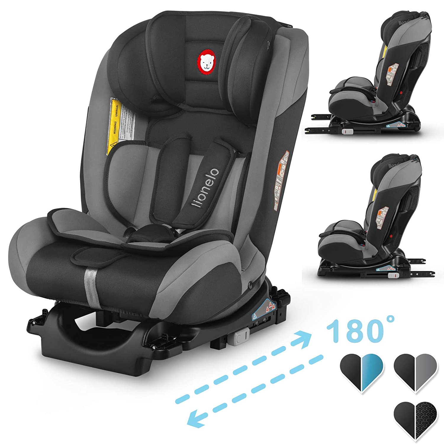 Lionelo Sander Isofix Forward-Facing or Rear-Facing Child Car Seat with Top Tether Group 0 1 2 3 from Birth to 36 kg ECE R 44 04 TÜV SÜD