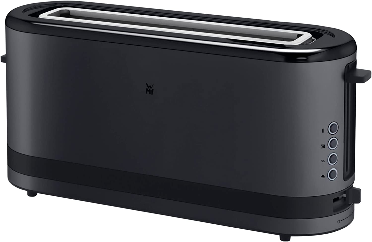 WMF KÜCHENminis Long Slot Toaster, Deep Black Design, 2-Slice Toaster, Compact, for 2 XXL Toasts or an Extra Long Bread Slice, High-Quality Stainless Steel Housing, 7 Browning Levels