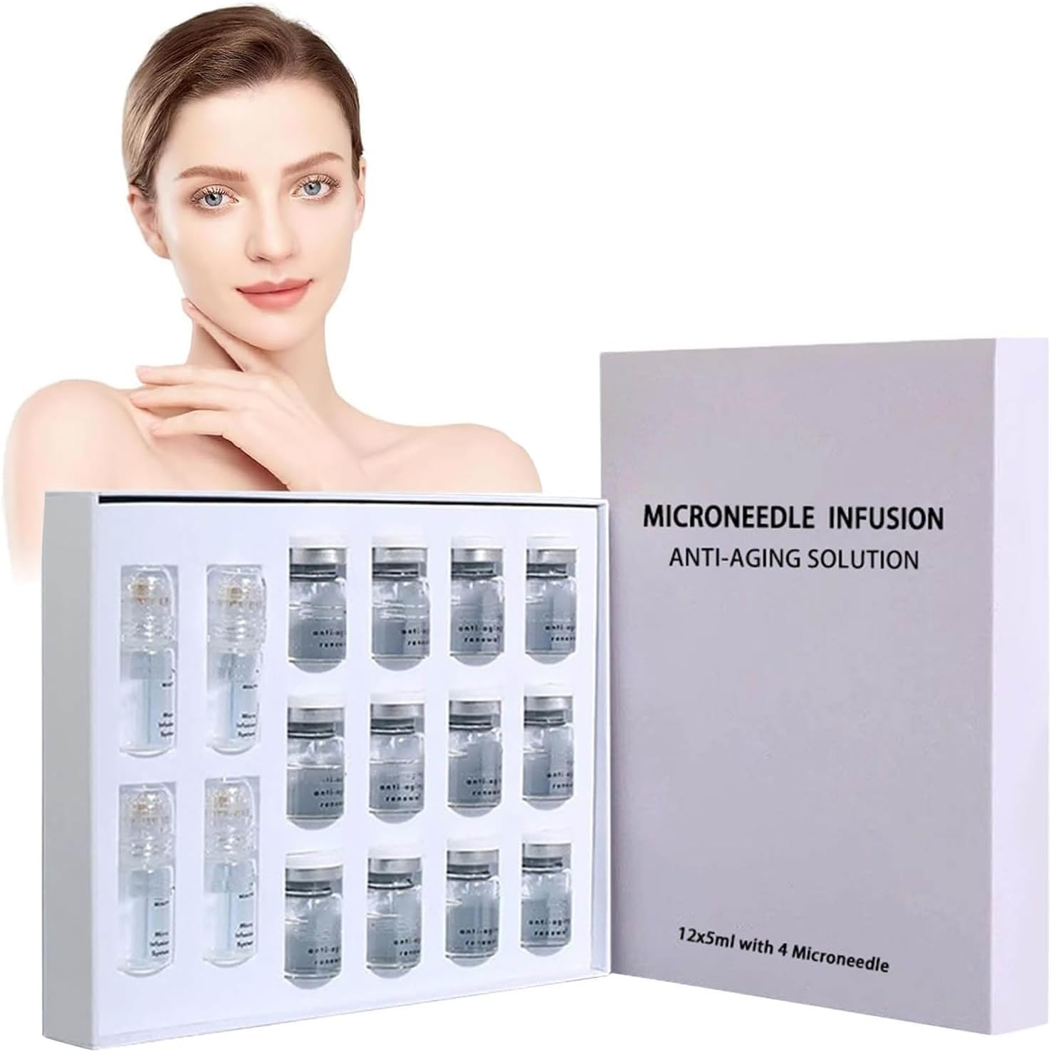 Seranova Micro Infusion System, Seranova Microneedling Set, Seranova Micro Needling Kit, Micro Infusion Kit, Skin Tightener, Anti-Ageing & Smooth Wrinkle Face Serum for All Skin Types (5 ml, 12 Pieces