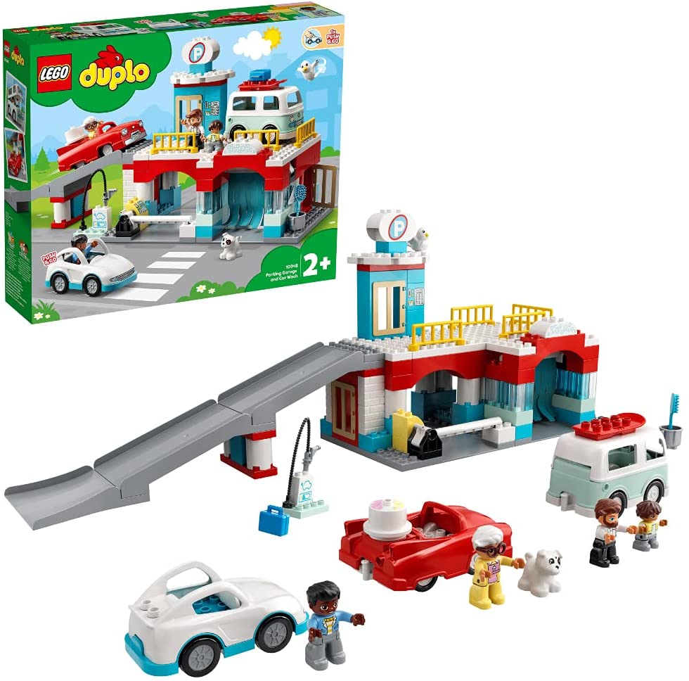 LEGO 10948 Duplo Car Park with Car Wash, Toy Cars, Garage Toy for Children 
