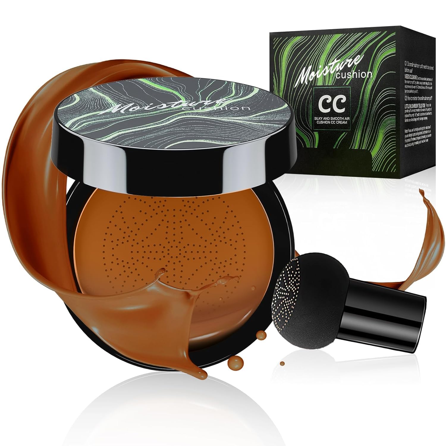Mushroom Head Air Cushion CC Cream, 2025 Mushroom Head Air Cushion CC Cream, BB Cream Moisturizing and Brightening Cushion Foundation Concealer Make Up Beauty Cream (06#Deep, 15 g)