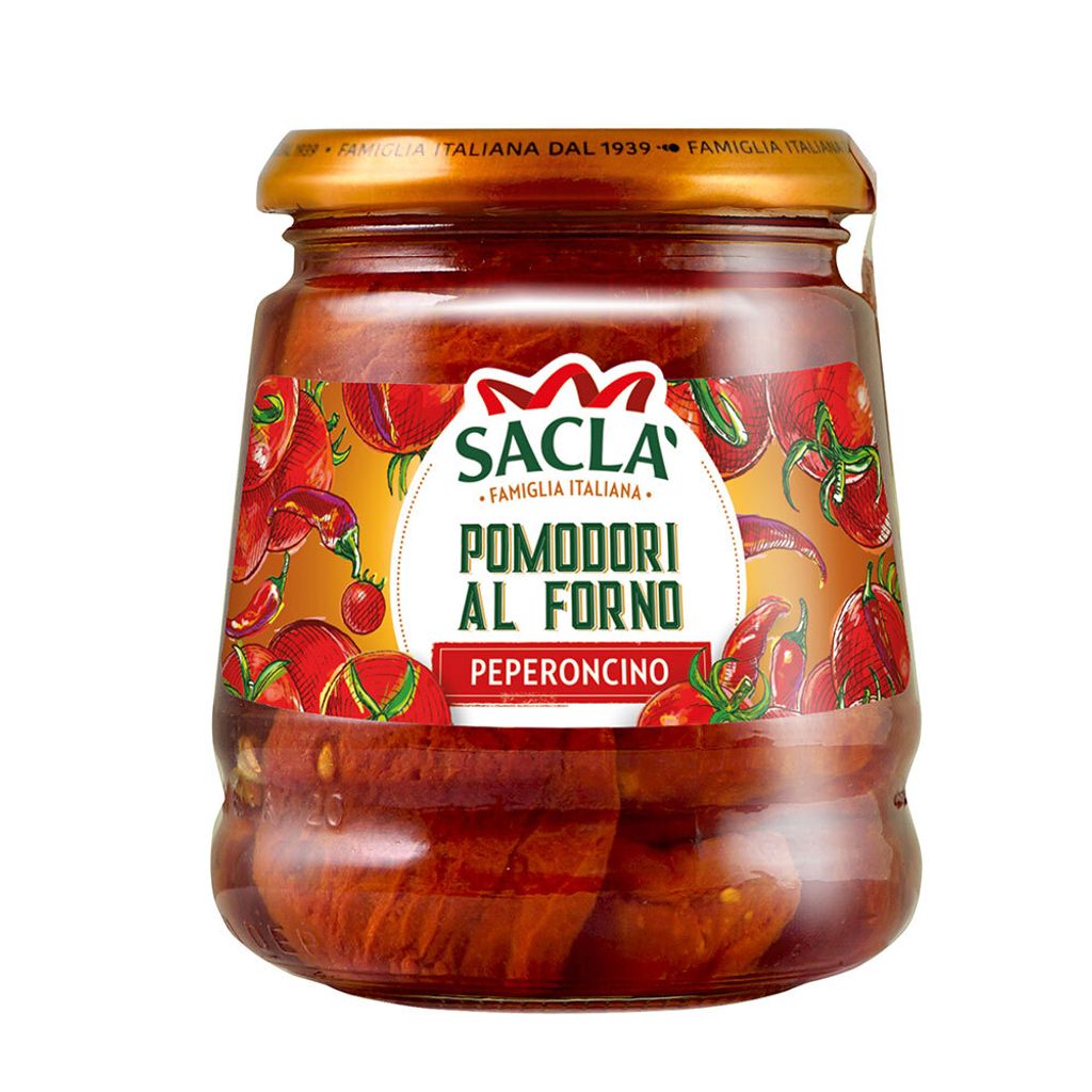 Saclà Oven-baked tomatoes with peppers (Pomodori al forno - Peperoncino) 285g