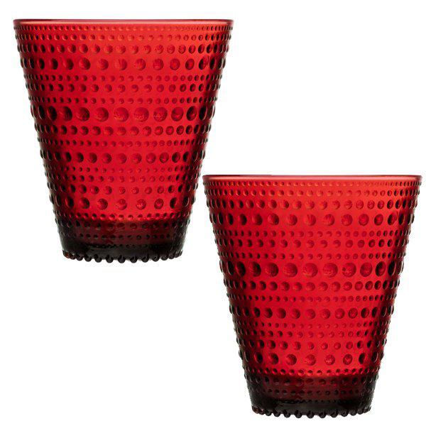 Juice glass water glass glass Kastehelmi Cranberry Red (set of 2) from Iittala
