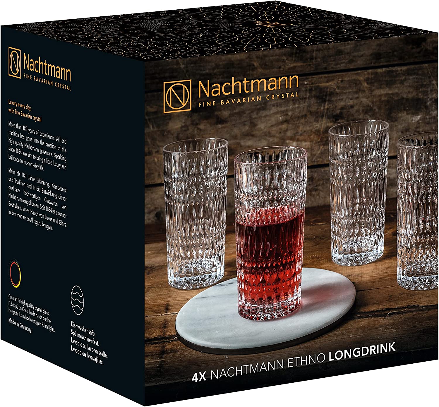 Spiegelau & Nachtmann, Set of 4 High Drink Glasses, Cocktail Glasses, Crystal Glass, 15 OZ, Ethnic 104250