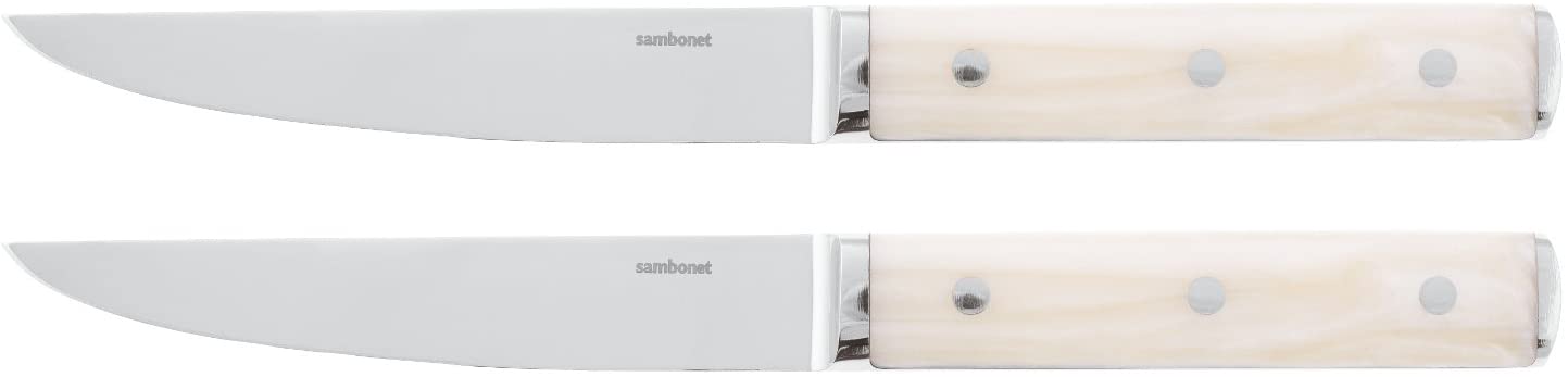 Rosenthal Sambonet Sambonet Rosenthal Steak Knives - Set of 2 - Sirloin - Stainless Steel/Ivory