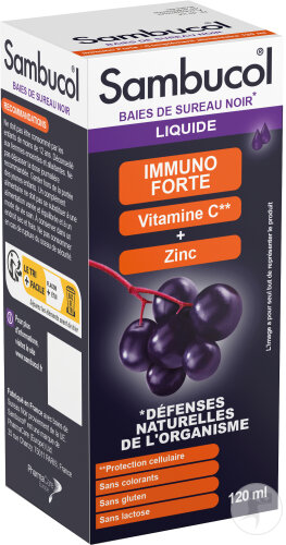 Sambucol Immuno Forte Syrup with Vitamin C and Zinc Black Elderberry 120ml