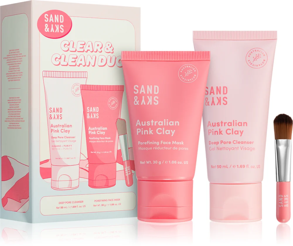Sand & Sky Australian Pink Clay Clear & Clean Duo Set for Skin Care