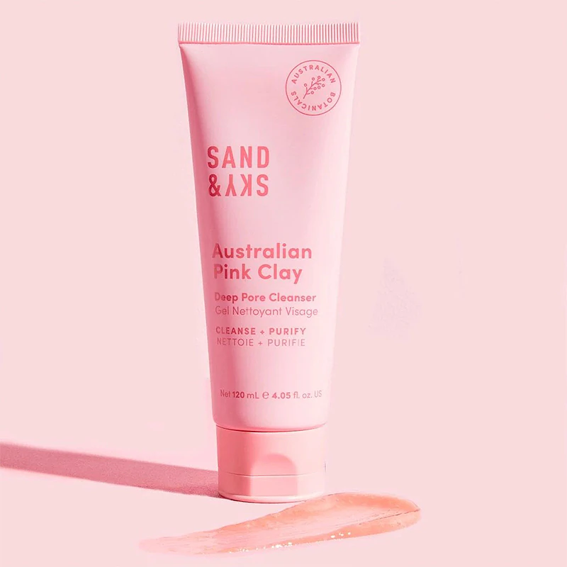 Sand & Sky Australian Pink Clay Deep Pore Cleanser Gel for cleansing and make-up removal with a purifying effect
