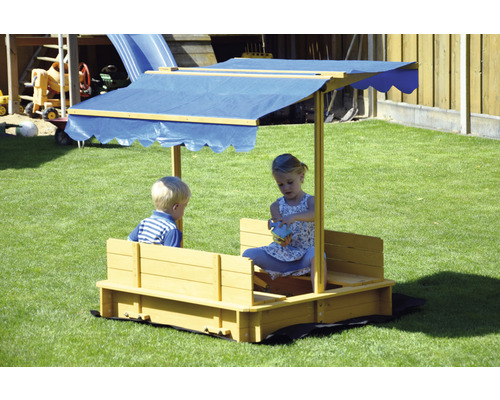 Sandpit with bench dobar 120 x 120 x 120 cm wood blue square lockable weatherproof