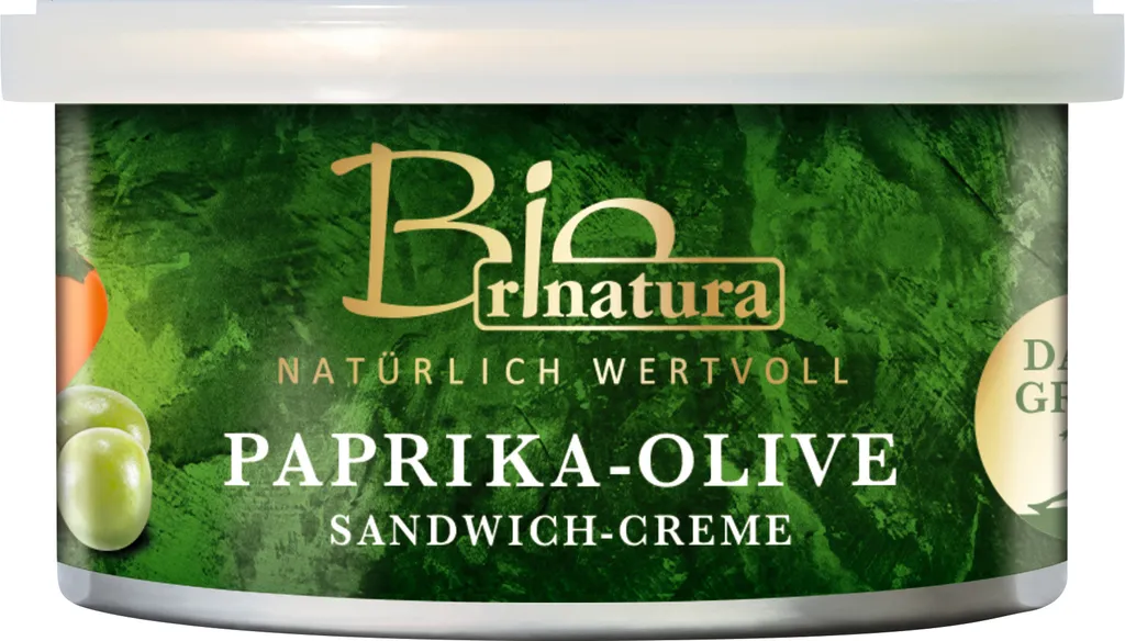 Sandwich-Creme Paprika & Oliven vonrinatura, 125g