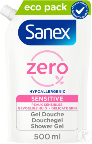 Sanex Zero% Hypoallergenic Sensitive Shower Gel Sensitive Skin Refill 500ml