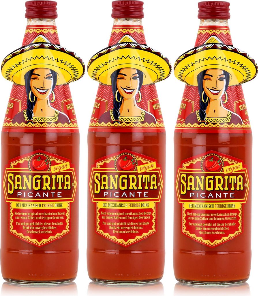 Sangrita Tomatensaft Picante feuriger Drink 0,5L - Flüssiger Snack (3er Pack)