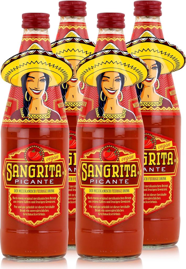 Sangrita Tomatensaft Picante feuriger Drink 0,5L - Flüssiger Snack (4er Pack)