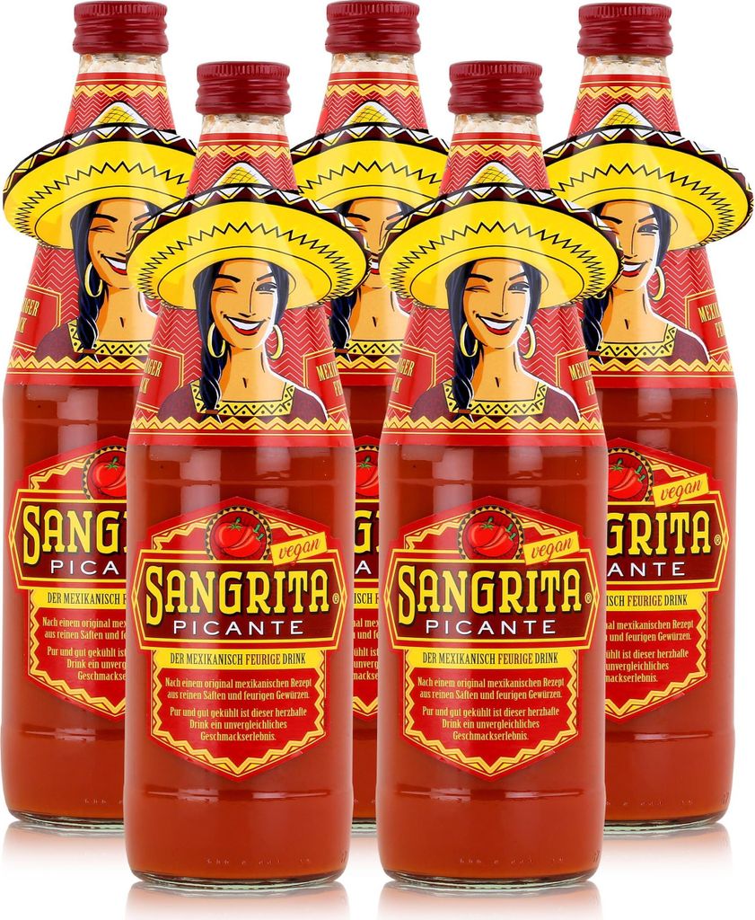 Sangrita Tomatensaft Picante feuriger Drink 0,5L - Flüssiger Snack (5er Pack)