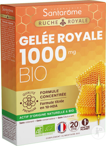 Santarôme Ruche Royale Royal Jelly 1000mg Immunity Organic 20 Ampoules