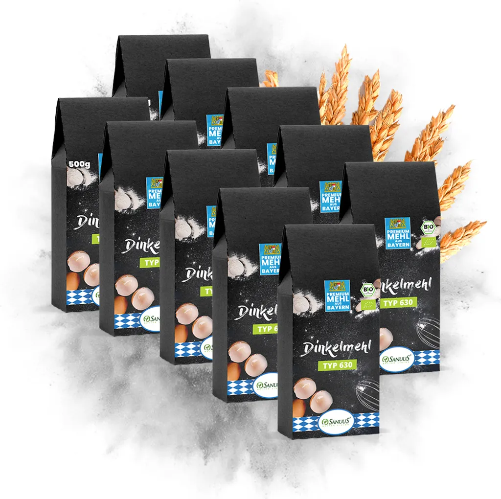 SANUUS® Spelt Flour 630 10x1kg from Allgäu for baking and for bread, pastries, yeast dough, shortcrust pastry and pizza dough