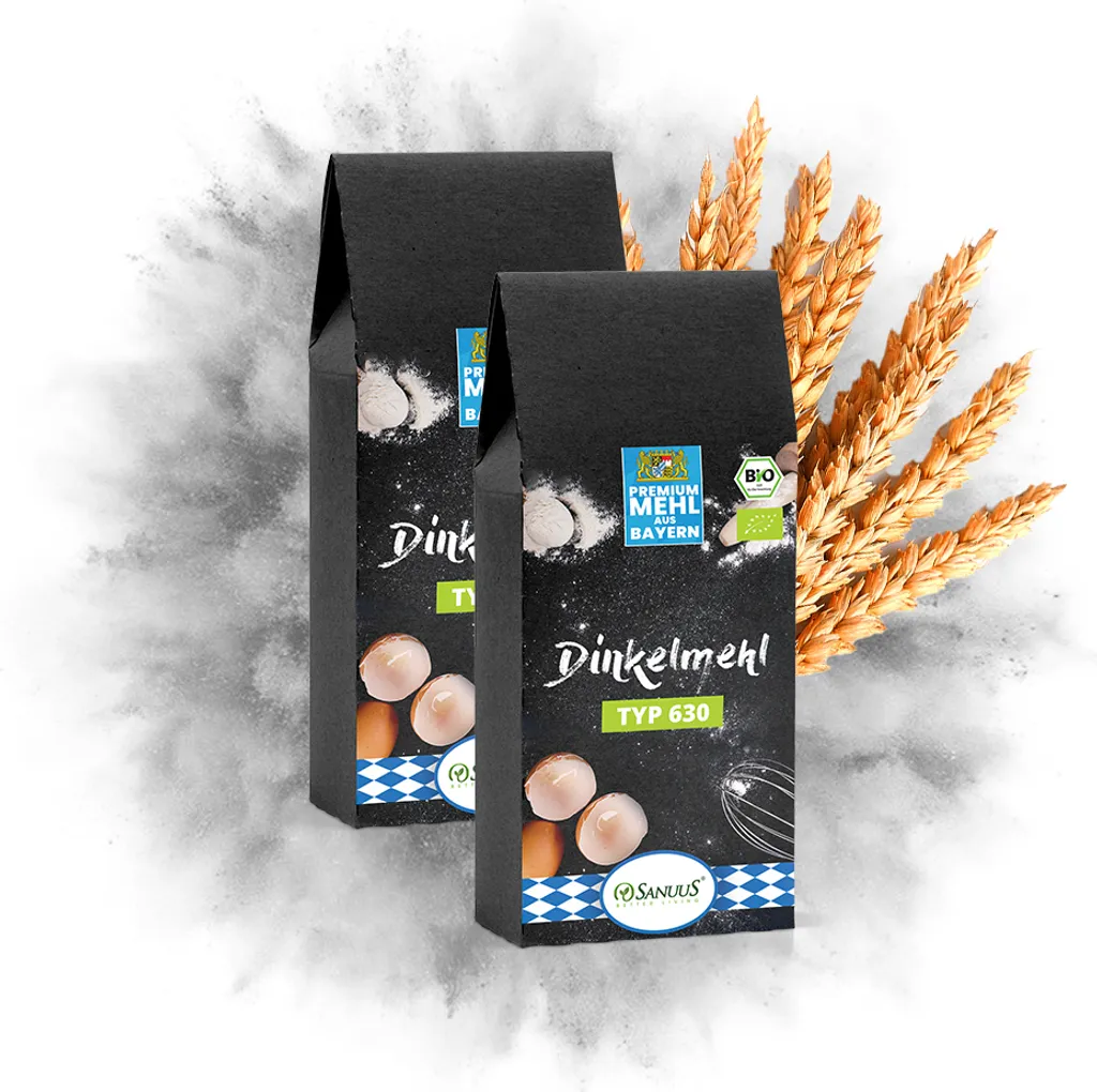 SANUUS® Spelt Flour 630 2x1kg from the Allgäu for baking and for bread, pastries, yeast dough, shortcrust pastry and pizza dough