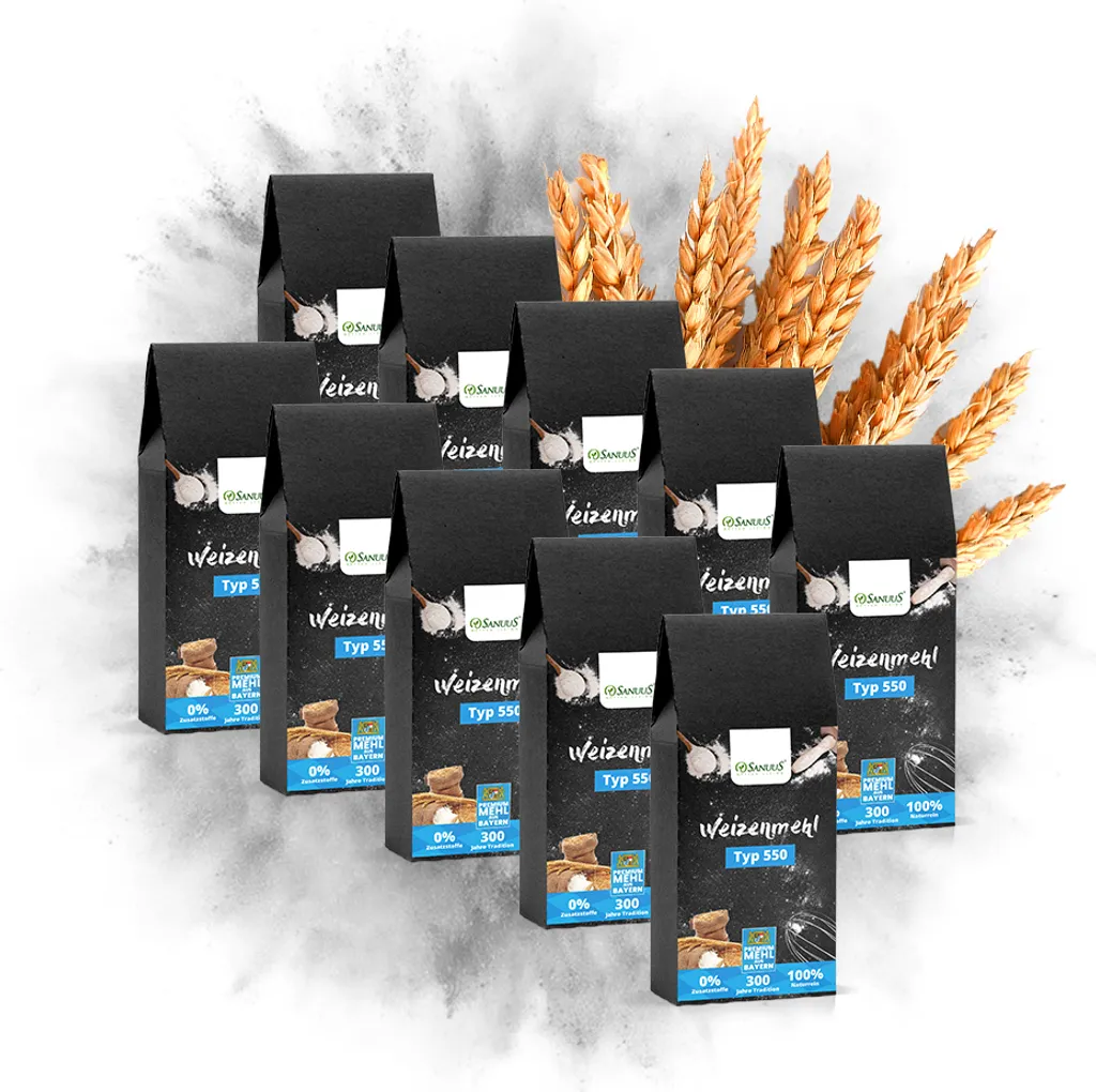 SANUUS® Wheat flour 550 2x1kg from Allgäu for baking & for yeast dough, bread, pasta dough or pastries