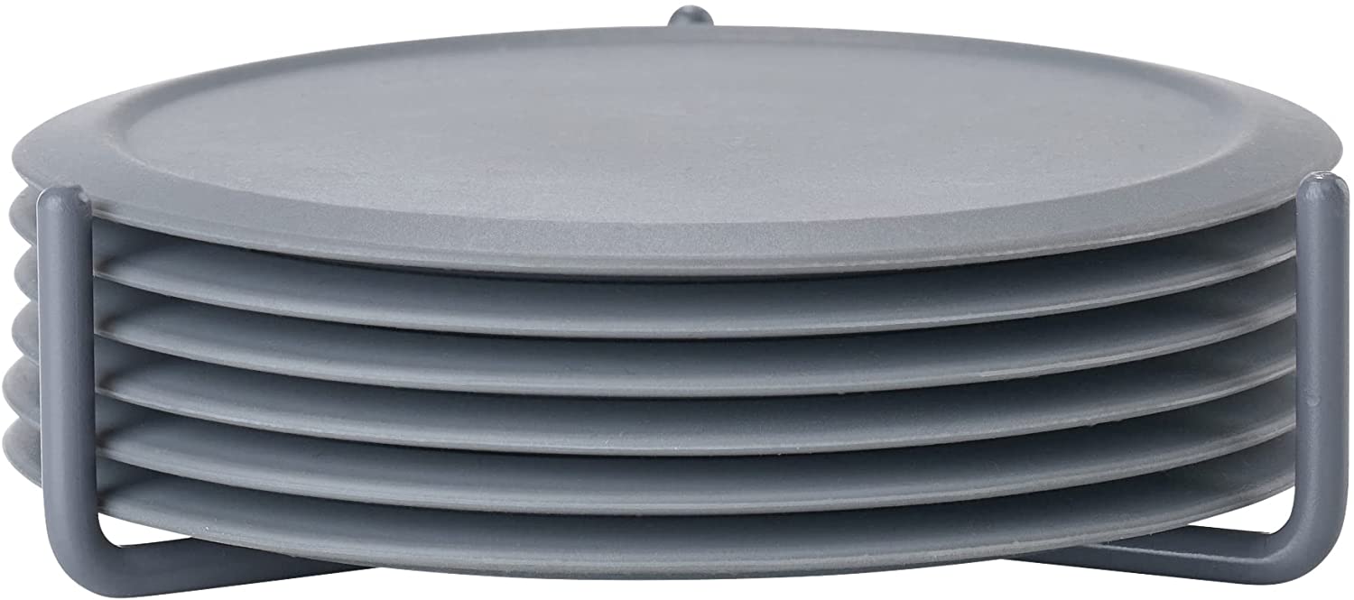 Zone Denmark Singles Silicone Glass Coasters/Coasters, Set of 6, Cool Grey
