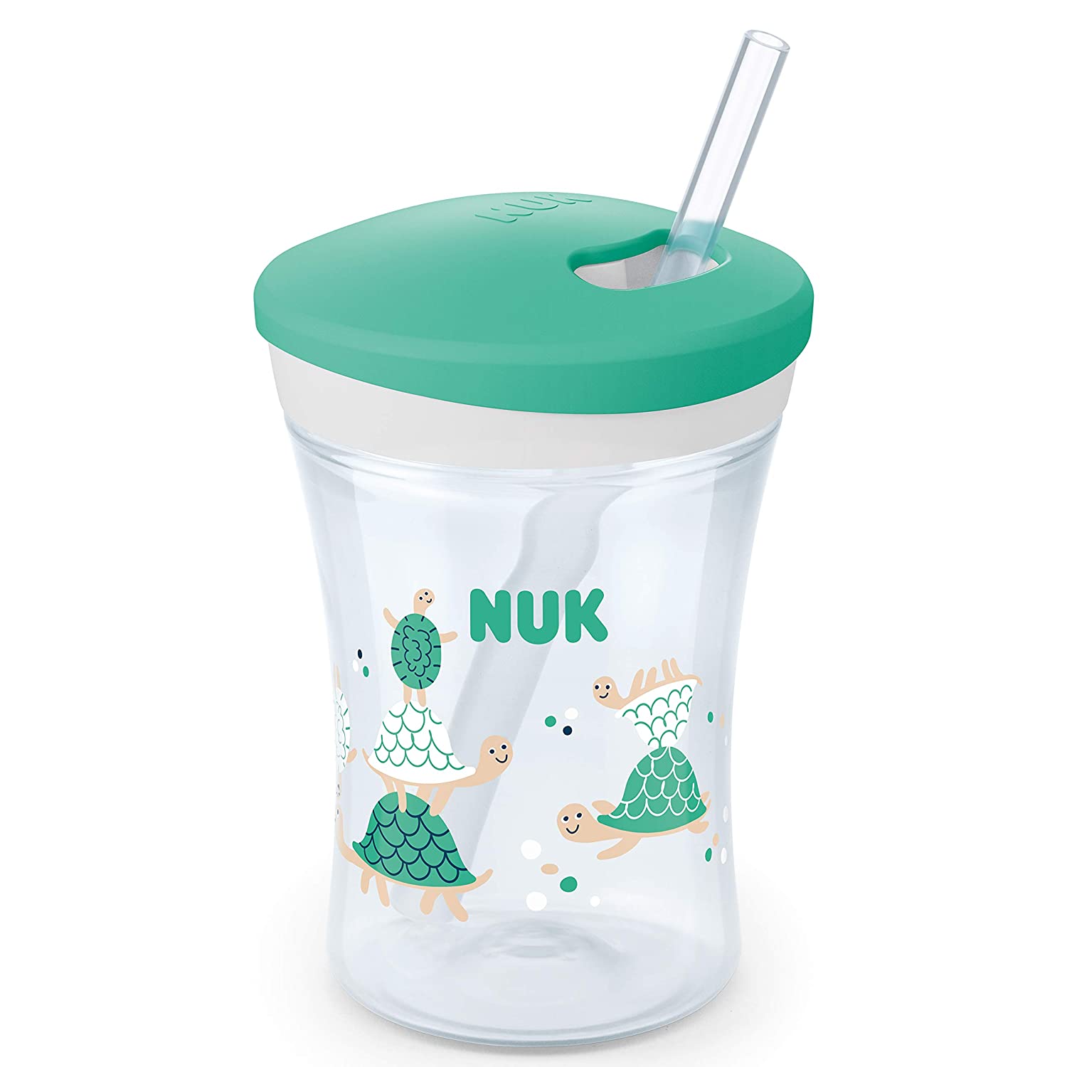NUK Action Cup Drinking Bottle, Soft Straw, Leak-Proof, 12+ Months, BPA-Free, 230 ml, Dogs, Purple