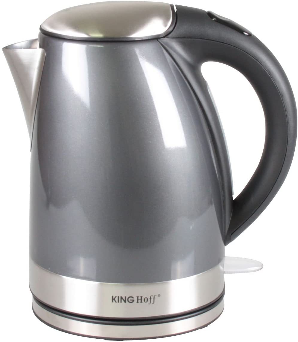 King Hoff KH 1005 1.7 Litre Stainless Steel Kettle/Wireless 2200 Watt – 360 ° Rotatable, grey