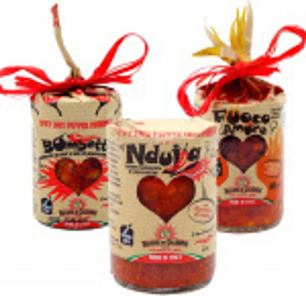 Hot pepperoncino sauces Delizie di Calabria: Fuoco Bombetta and 'Nduja 90 gr x 3 Delizie di Calabria