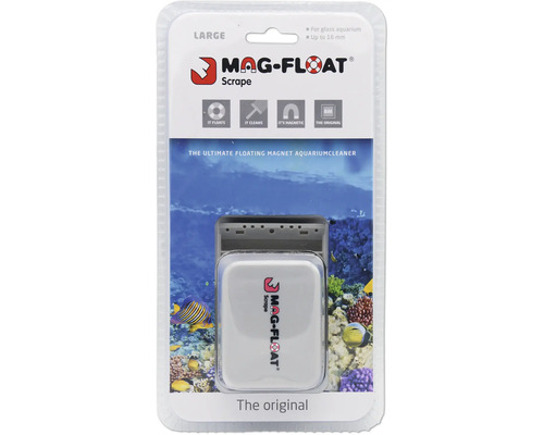 Window cleaner Mag-Float algae magnet Large with guide rail and blade Aquarium algae magnet floating approx. 8.5 x 6.5 x 5.5 cm Glass thickness up to 16 mm