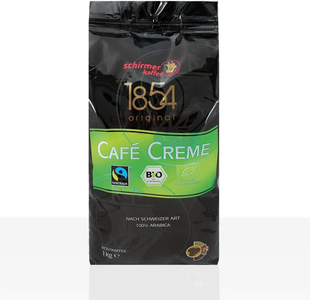 Schirmer 1854 TransFair Cafe Creme Fairtrade - 8 x 1kg coffee beans, 100% Arabica